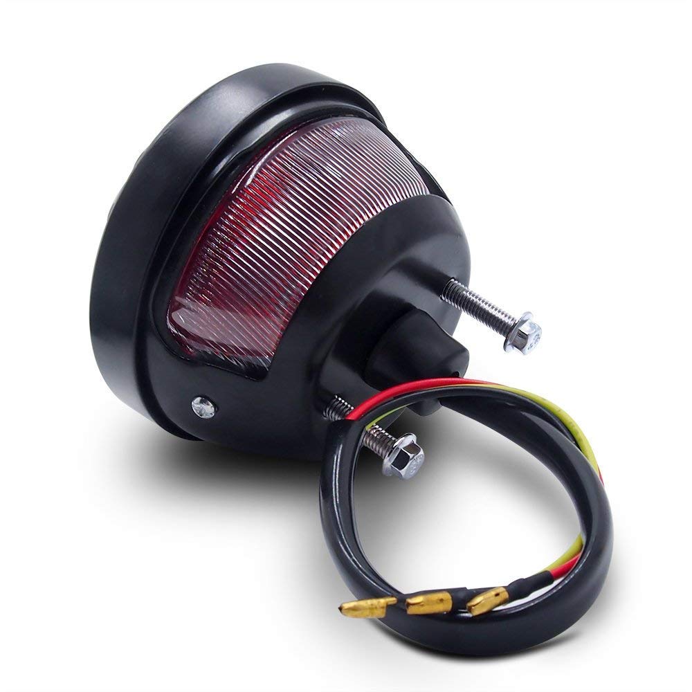 Universal Motorcycle Tail Light & License Plate Bracket - Side Mount Grill Design for Bobber, Chopper - Compatible with Yamaha, Suzuki, Kawasaki & Custom Bikes - Perfect for Night Riding & Motorcycle Modifications