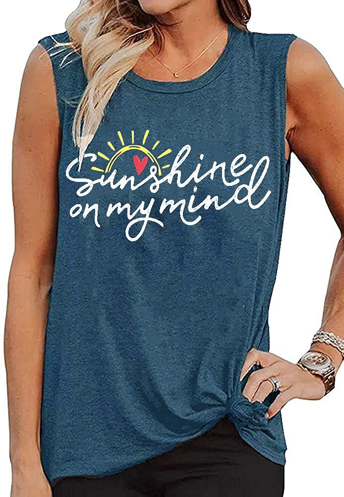 Laibao Women's Sleeveless Workout Tank Top - Breathable Loose Fit Graphic Printed Athletic Shirt for Yoga, Running & Gym - Cute Summer Fitness Apparel
