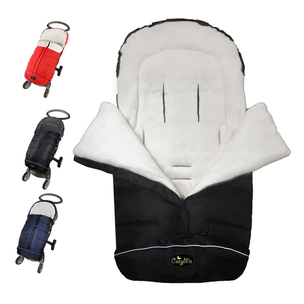 CozyMe 3-in-1 Universal Baby Stroller Sleeping Bag - Waterproof Winter Footmuff & Adjustable Bunting for Toddlers (Black) | Perfect for Outdoor Walks, Shopping Trips & Stroller Rides in Cold Weather