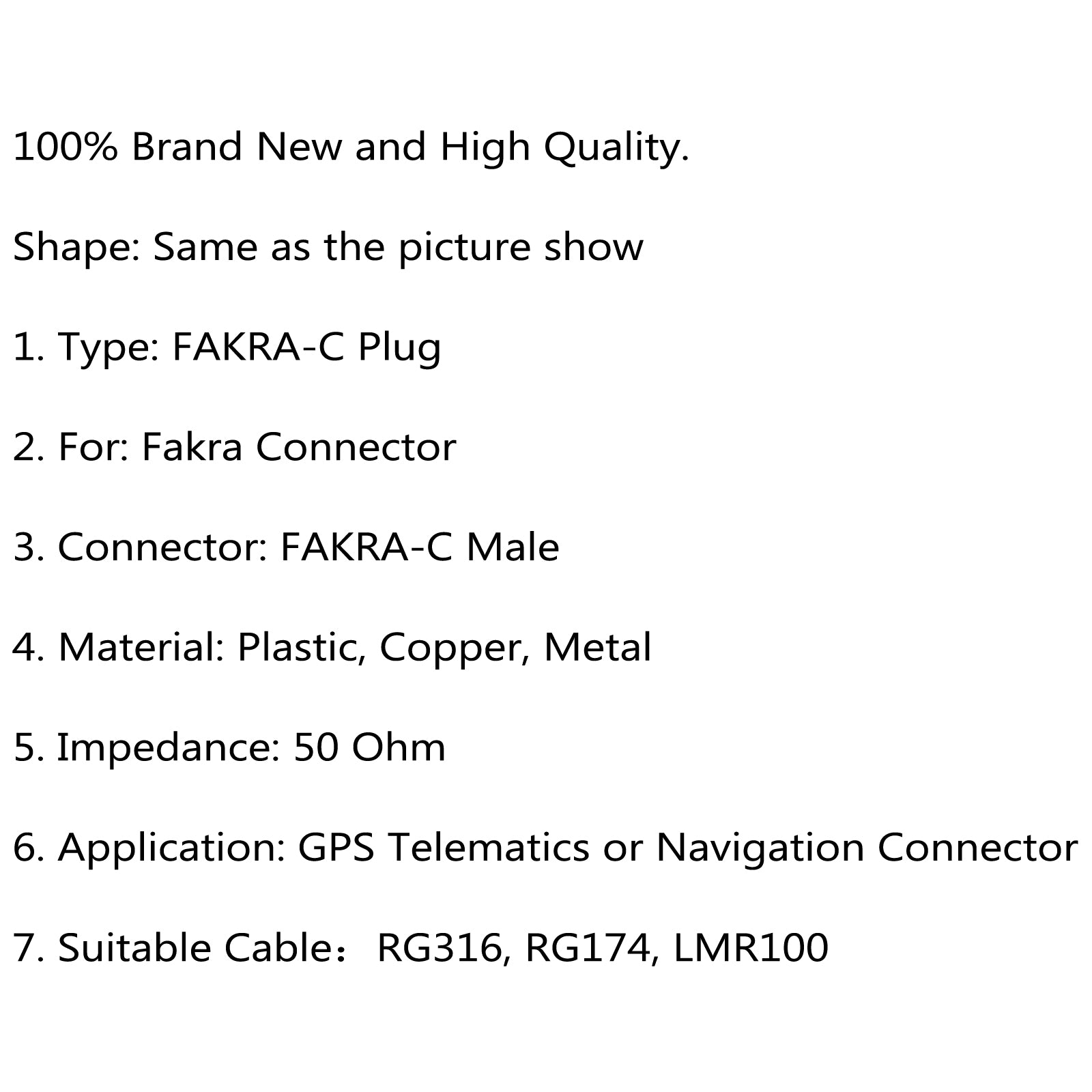 10Pcs Fakra C Male Plug Connectors for GPS Navigation & Telematics - Compatible with RG316 RG174 Cables - Ideal for Car Audio, Vehicle Tracking & Fleet Management Systems