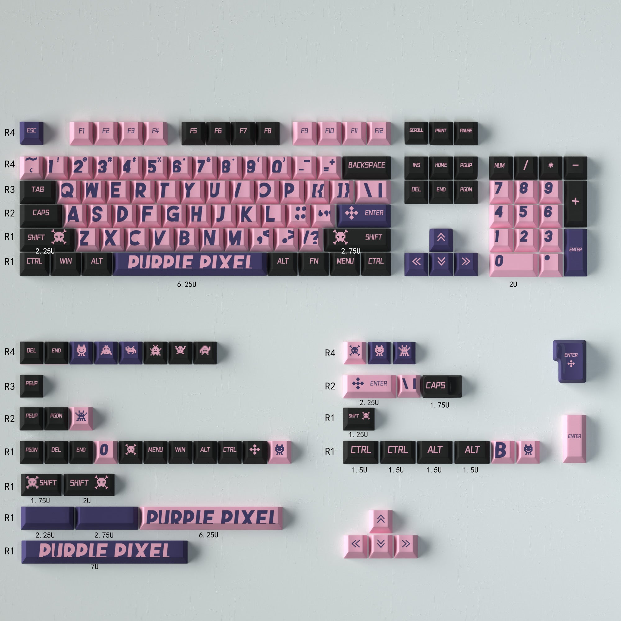 Large Font PBT Mechanical Keyboard Keycaps Set - Cherry Profile Height, Dye-Sublimation for Durability | Perfect for Gaming, Typing & Office Work