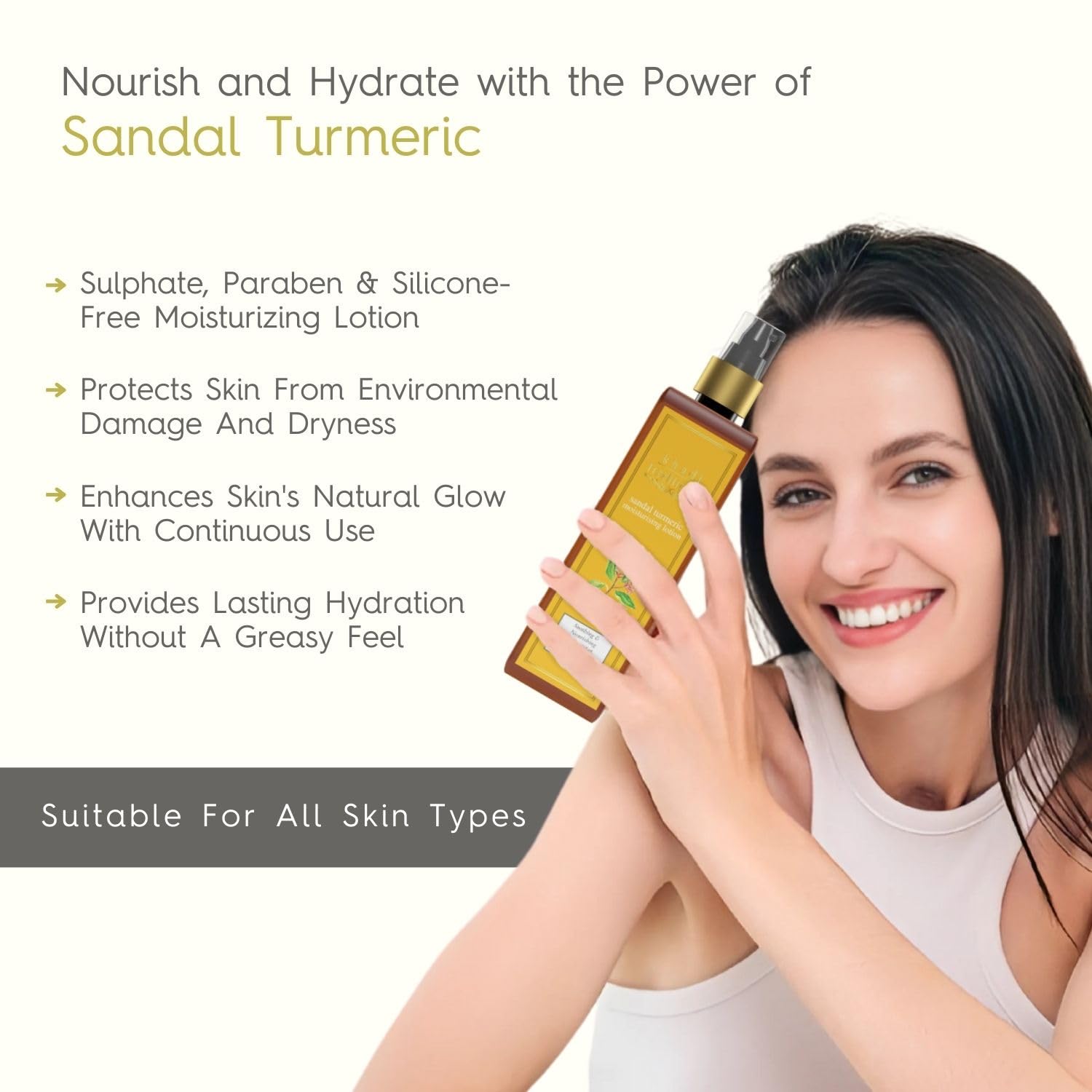 Khadi Traditional Premium Body Lotion with Pure Sandalwood & Turmeric Extract - 200ml Paraben & Silicone Free Skin Soothing Moisturizer for Men & Women | Perfect for Dry Skin Care & Daily Hydration Routine