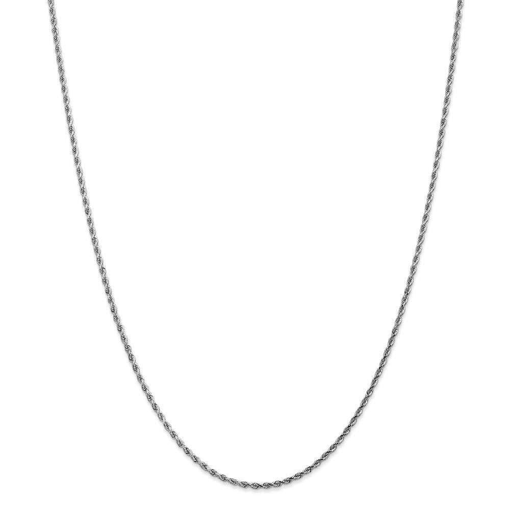 14K White Gold 1.75mm Diamond-Cut Rope Chain Necklace for Women - Elegant Layering Piece for Everyday Wear & Special Occasions