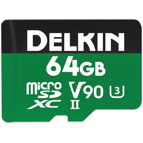 Delkin Devices 64GB POWER UHS-II microSDXC Memory Card with Adapter - High Speed for 4K Video, DSLR Cameras, Drones & Action Cameras