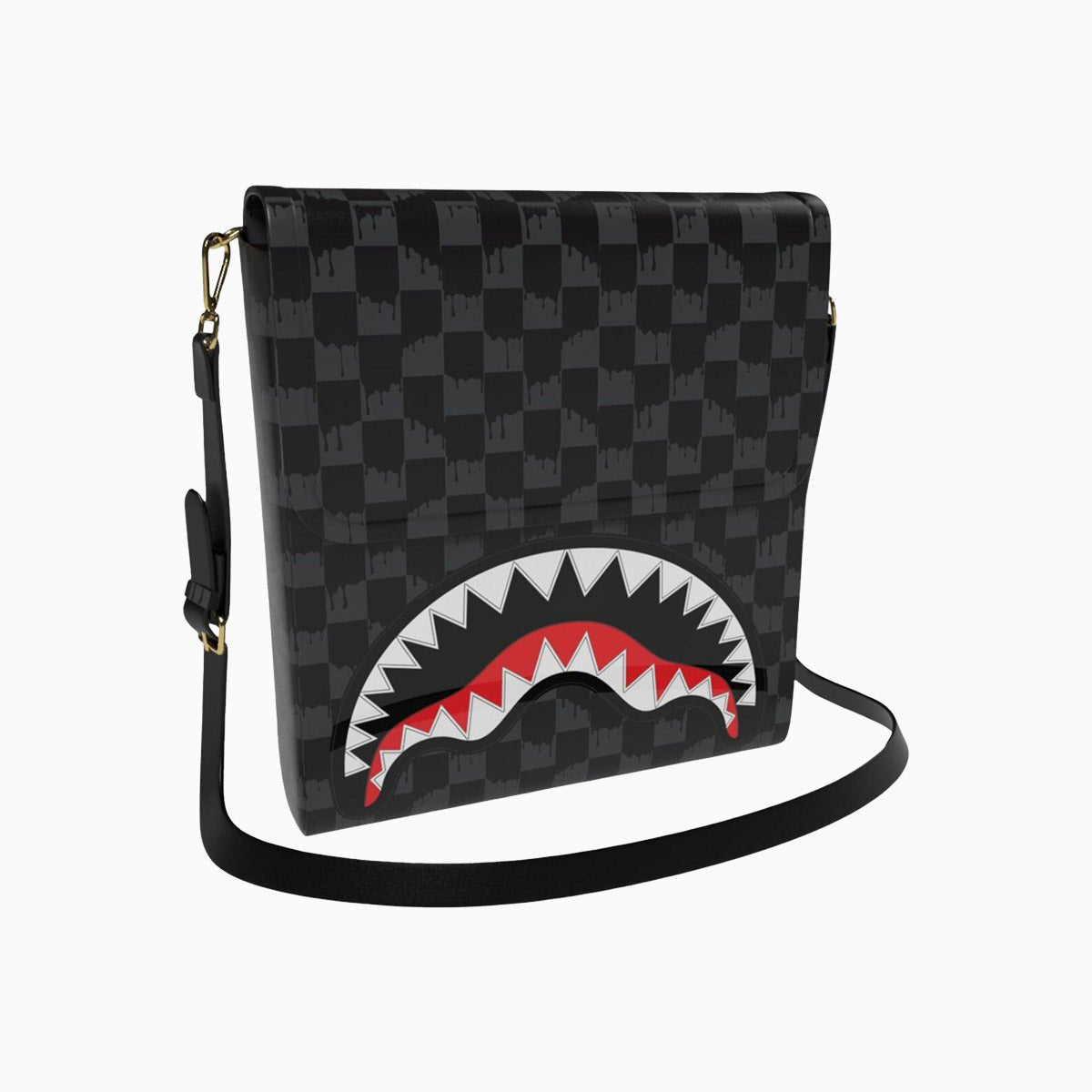 Stylish Drip Check Shark Messenger Sling Bag - Waterproof Crossbody Shoulder Bag for Men & Women - Perfect for Travel, Gym, and Everyday Use