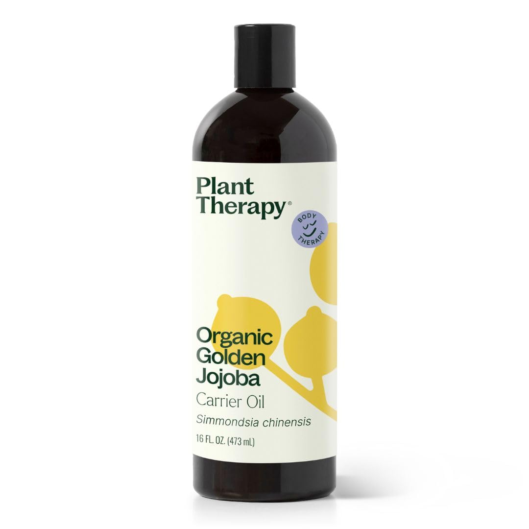 Organic Jojoba Golden Carrier Oil 16 oz - 100% Pure, Cold Pressed Base Oil for Aromatherapy, Essential Oils & Massage - Hydrates Skin & Hair - Perfect for DIY Beauty, Relaxation & Spa Treatments