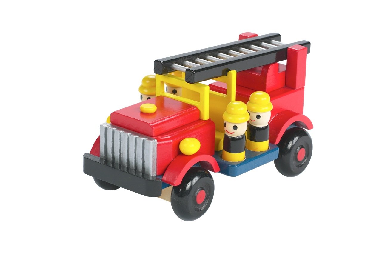 Orange Tree Fire Engine Wooden Toy for Kids - Realistic Fire Truck Play Set for Toddlers & Children - Perfect for Pretend Play, Birthday Gifts & Early Learning
