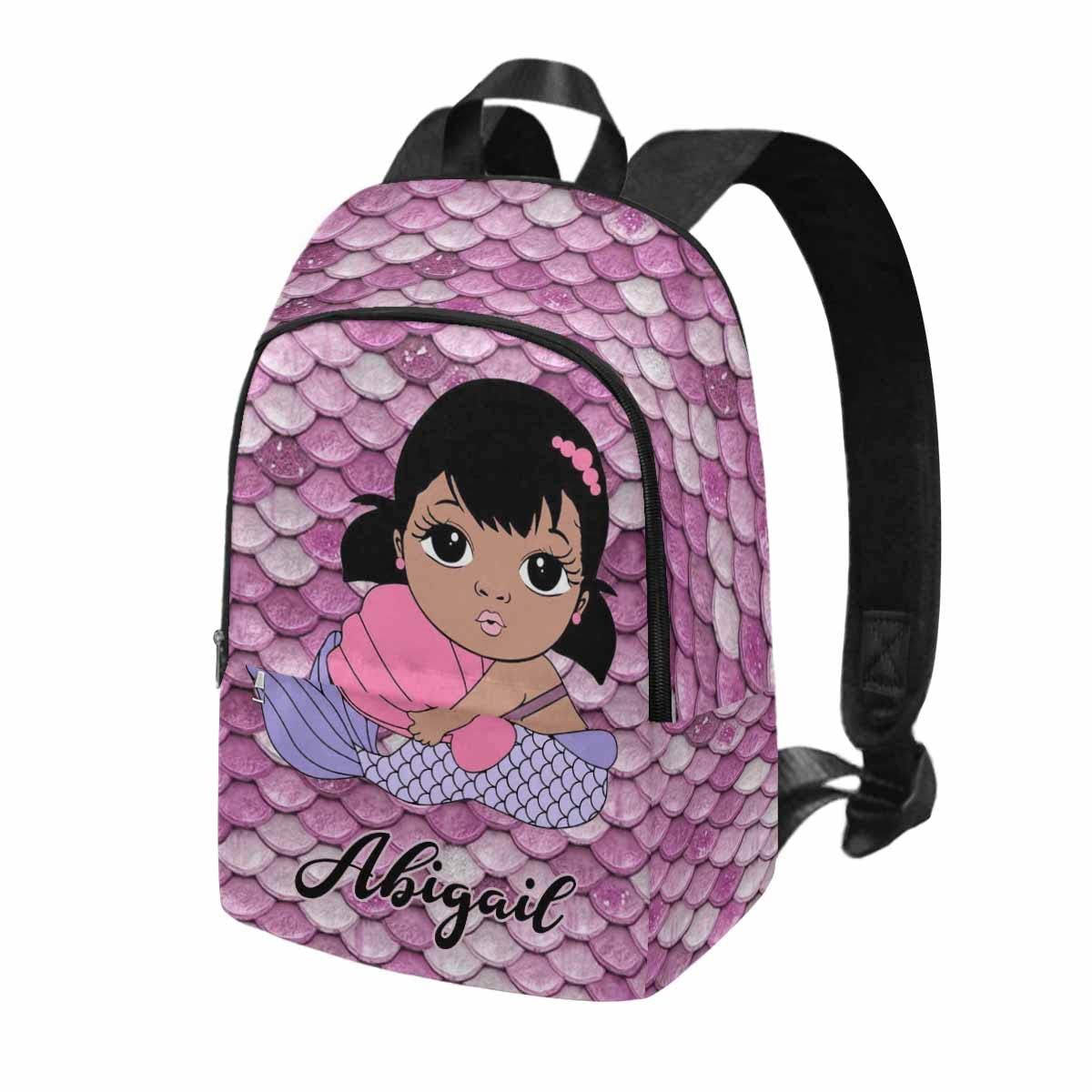 Personalized Pink Mermaid Princess Backpack for African American Girls - Custom Name Bookbag for School, Travel & Gifts - Durable Kids Backpack for Elementary, Middle School & College Students