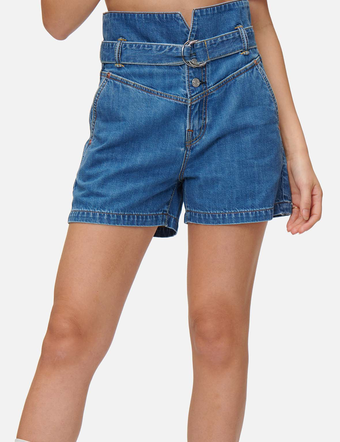 Stylish Seagull Embroidered Denim Shorts for Women - Trendy High Waist Paper Bag Waist Shorts - Perfect for Summer Outfits, Beach Vacations & Casual Wear