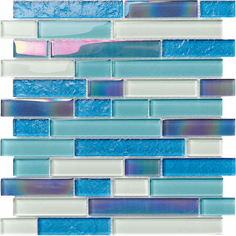 Glass Pool Mosaic Tile Miami Blend Linear - Premium Swimming Pool Tiles for Backyard, Spa & Shower - Waterproof & Durable for Outdoor & Indoor Use