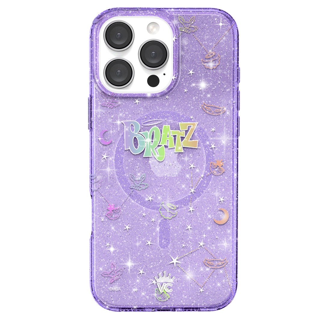 Bratz Celestial Glitter iPhone Case - Trendy Protective Phone Cover for iPhone 13/14/15 - Sparkly Glam Design for Girls & Teens - Perfect for School, Parties & Everyday Use