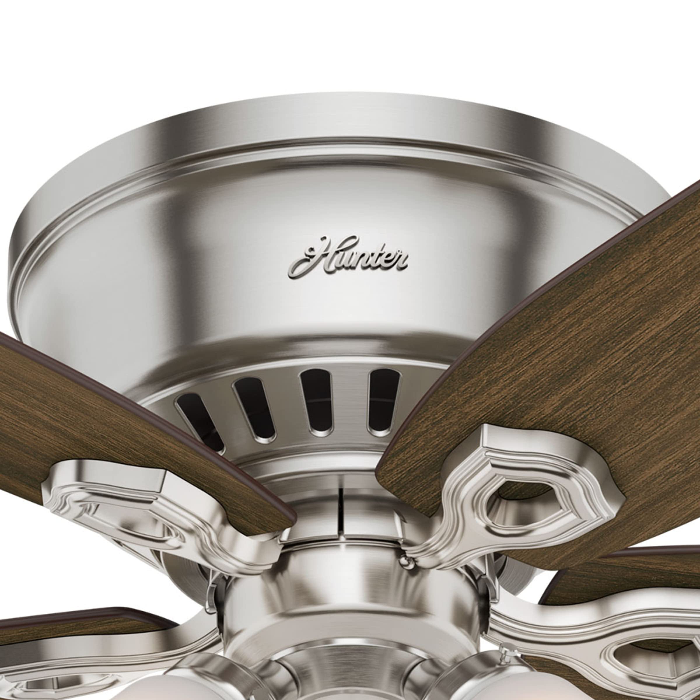 Hunter Fan Company 51092 42 Inch Brushed Nickel Low Profile Ceiling Fan with LED Light Kit and Pull Chain - Perfect for Bedrooms, Living Rooms, and Indoor Spaces