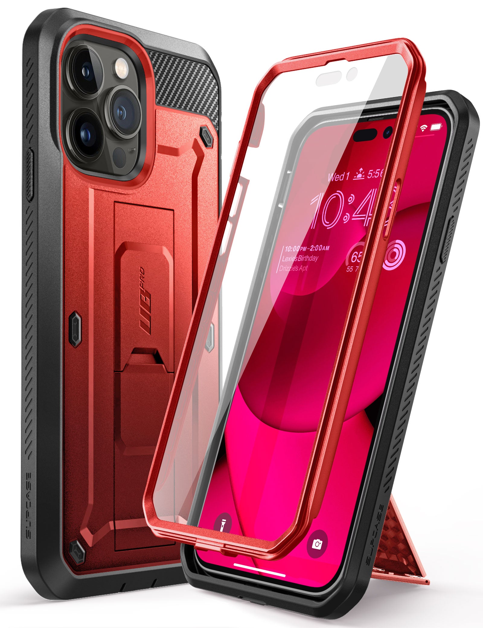 iPhone 14 Pro Max 6.7 Inch Unicorn Beetle PRO Rugged Case - Shockproof & Military Grade Protection - Metallic Red - Perfect for Outdoor Adventures & Extreme Sports