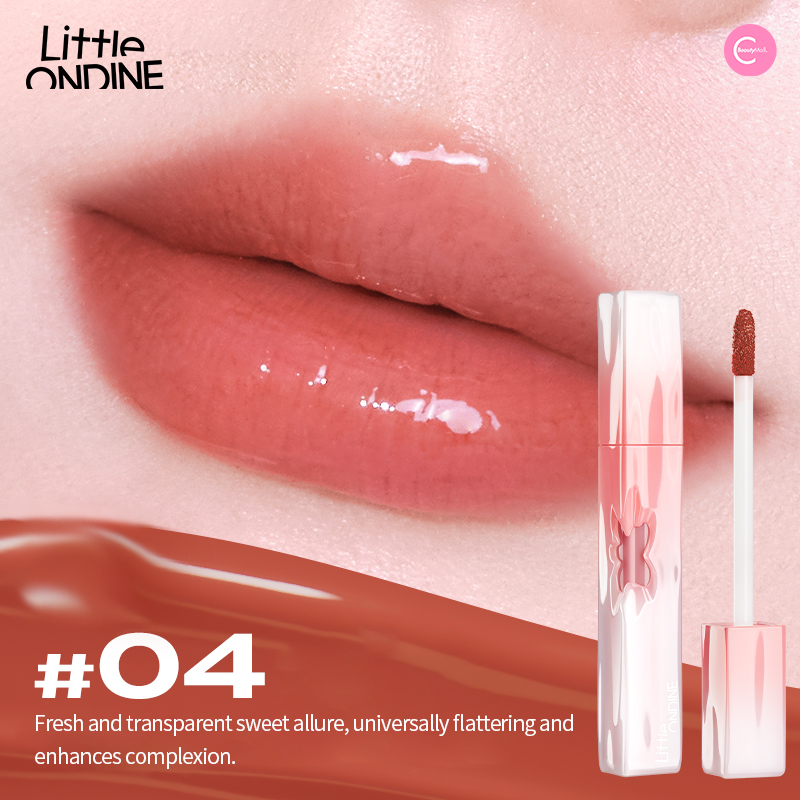 Little Ondine Blooming Heart Lip Glaze - Hydrating Tinted Lip Gloss with Shimmer, Vegan & Cruelty-Free - Perfect for Date Night, Parties & Everyday Wear