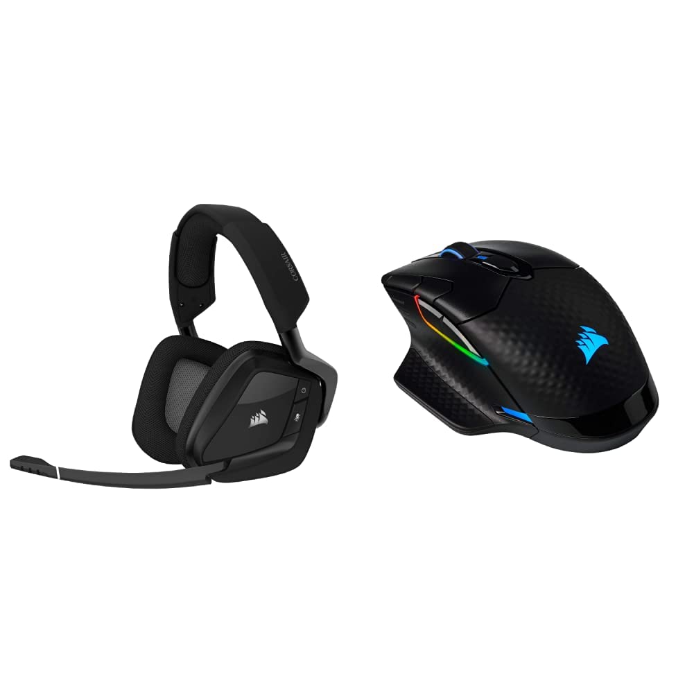 Corsair Void Elite Wireless On-Ear Gaming Headphones & Dark Core RGB PRO SE 8-Button Wireless Gaming Mouse Combo - Black | PC, PS4, Xbox Gaming Setup for Esports & Streaming