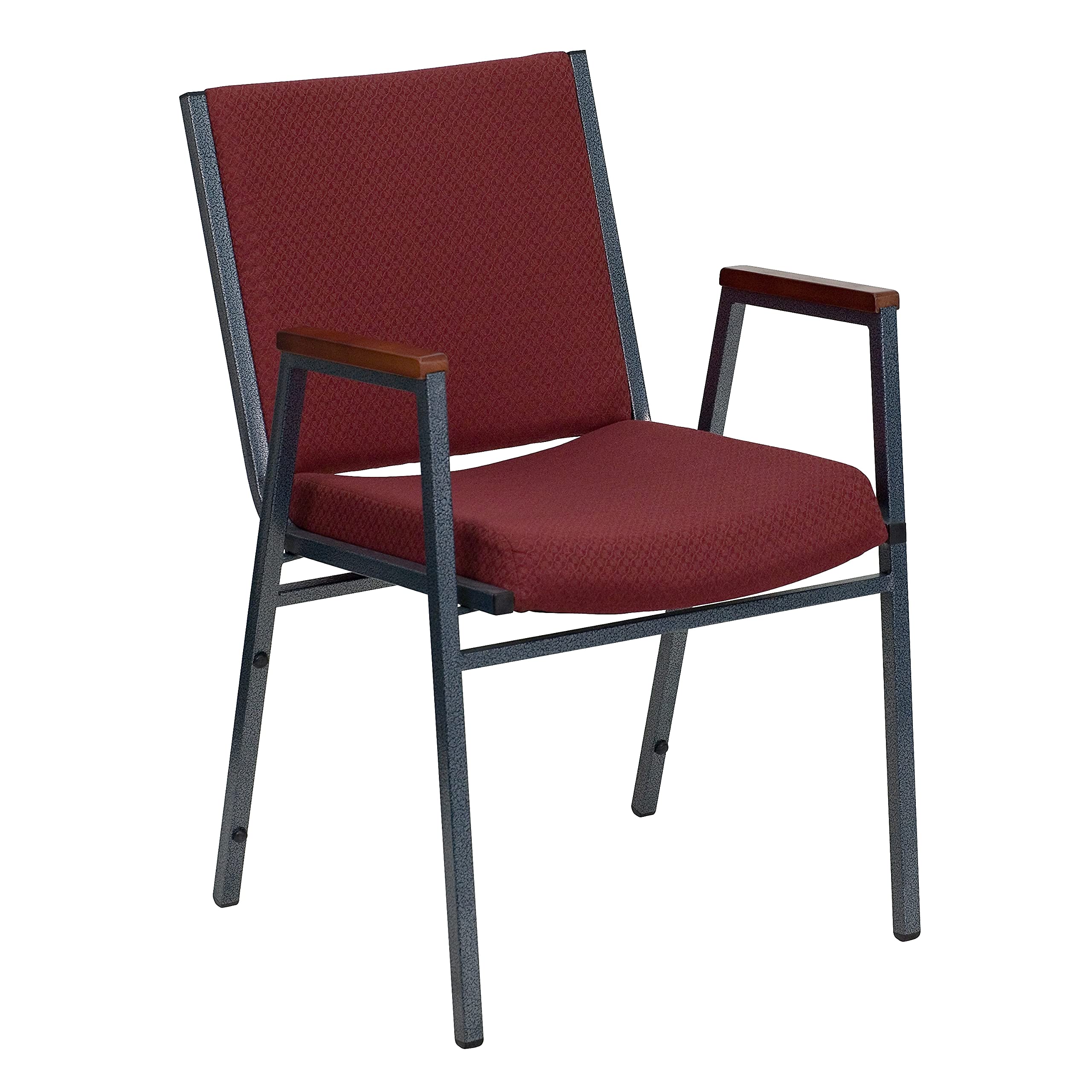 Flash Furniture 4-Pack HERCULES Series Heavy Duty Burgundy Fabric Stacking Chairs with Arms - Durable Office & Conference Room Seating for Schools, Events & Banquets