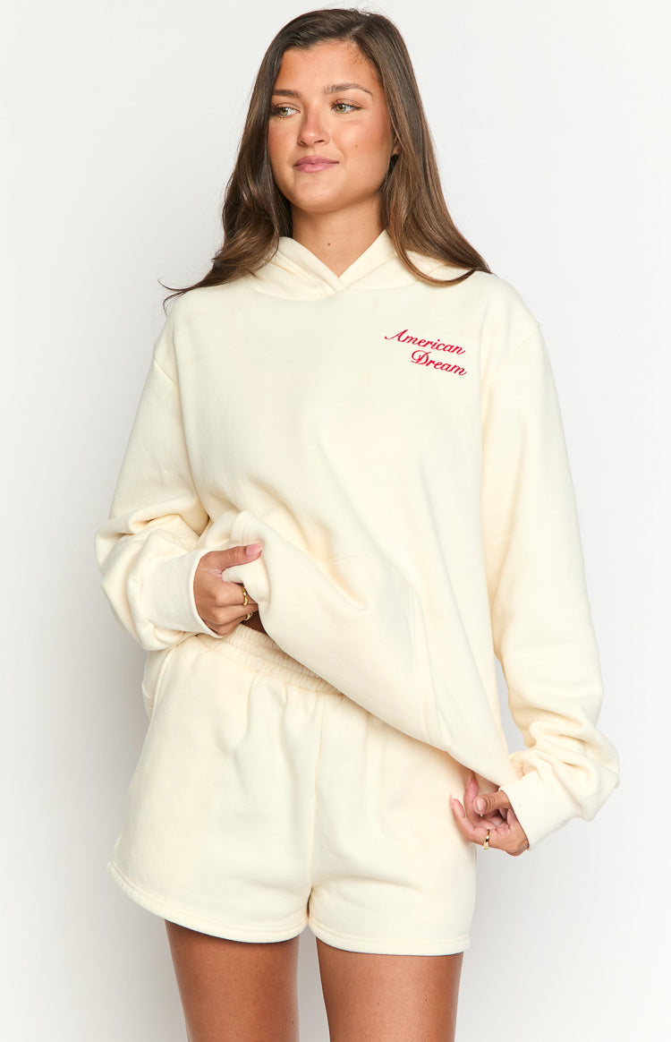 Beginning Cream American Dream Hoodie - Soft & Stylish Unisex Pullover for Casual Wear, Street Fashion & Everyday Comfort