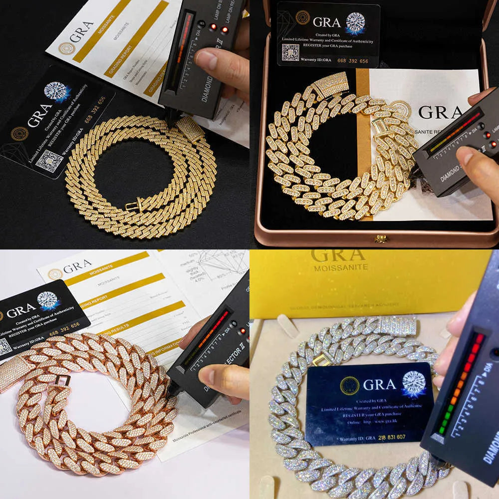24K Gold Plated Moissanite Cuban Link Tennis Chain Necklace for Men - Iced Out Hip Hop Jewelry - Perfect for Gifts, Parties & Everyday Wear