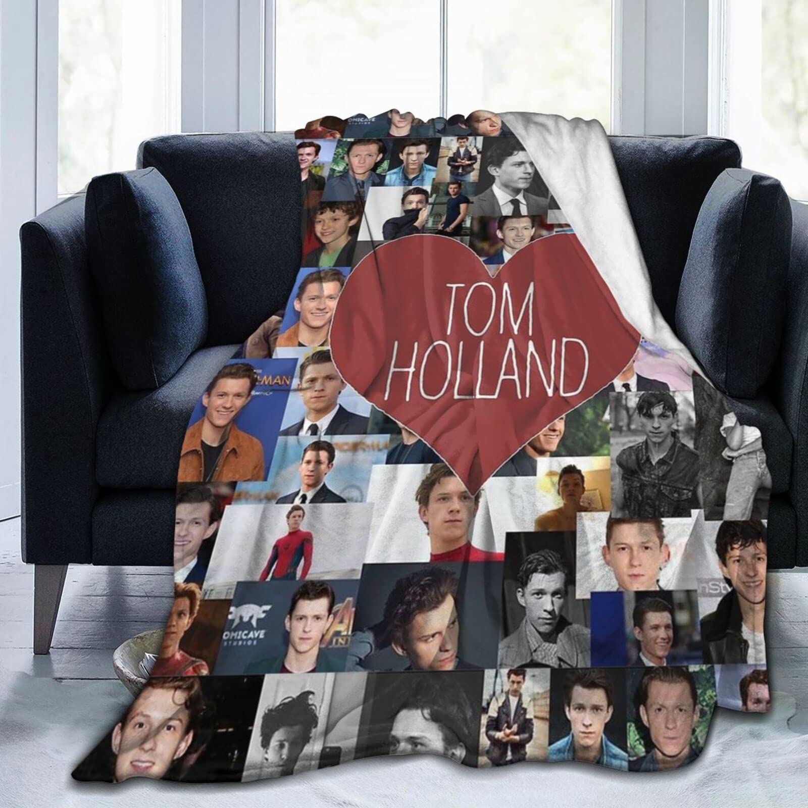 Tom Holland Fleece Blanket for Kids & Adults - Ultra Soft Lightweight All-Season Throw for Office, Home, Couch & Bed - Black - Perfect for Movie Nights, Gifts & Cozy Relaxation