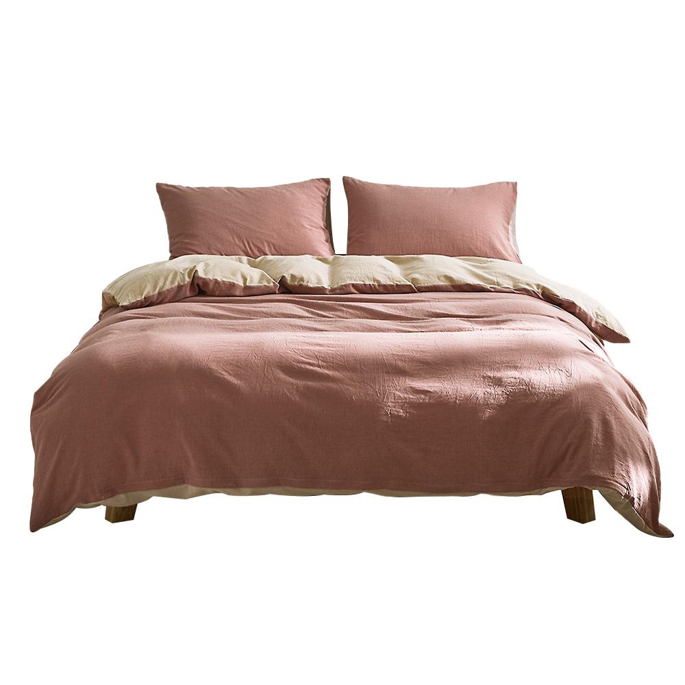 Premium Cotton Quilt Cover Set - Single Size, Red & Beige - Soft & Breathable Duvet Cover for Bedroom, Guest Room, or Dorm