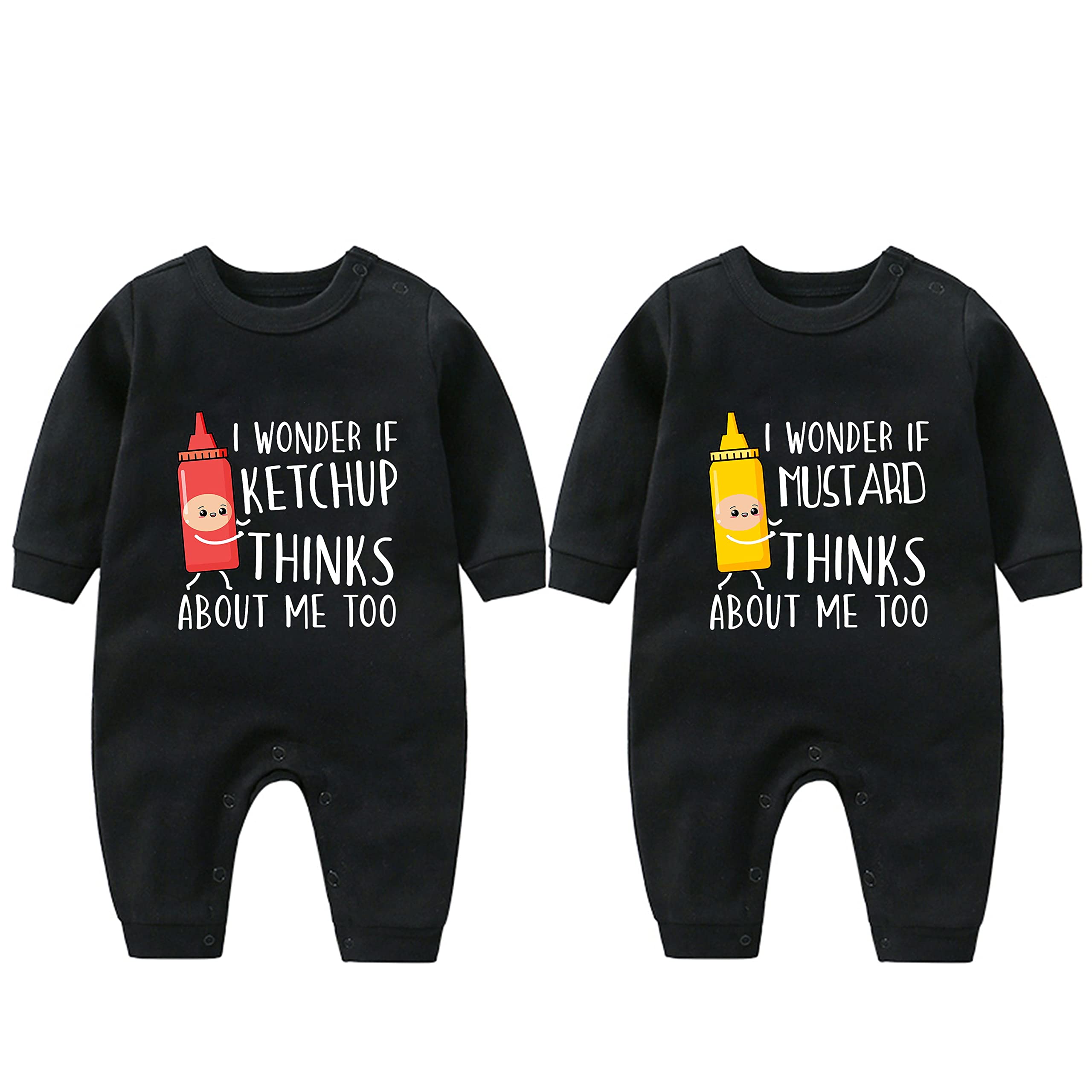 YSCULBUTOL Baby Bodysuit - Red & Yellow Twins Set for Boys & Girls | Cute Tomato Ketchup & Mustard Themed Outfits | Matching Twin Baby Clothes for Photos, Parties & Everyday Wear