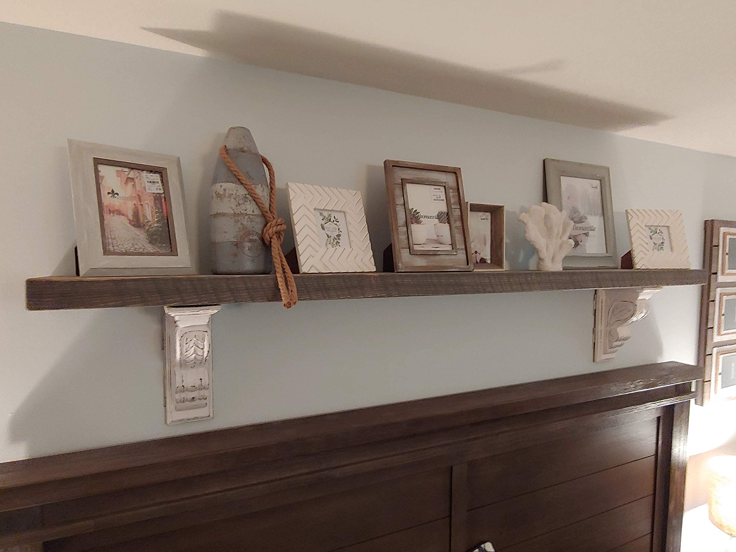 Joel's Antiques - 72 Inch Natural Wood Floating Shelves for Wall - Heavy Duty Rustic Fireplace Mantel & Bookshelf - Gray 72x6x2 in - Perfect for Living Room, Bedroom, Office Decor & Storage Solutions