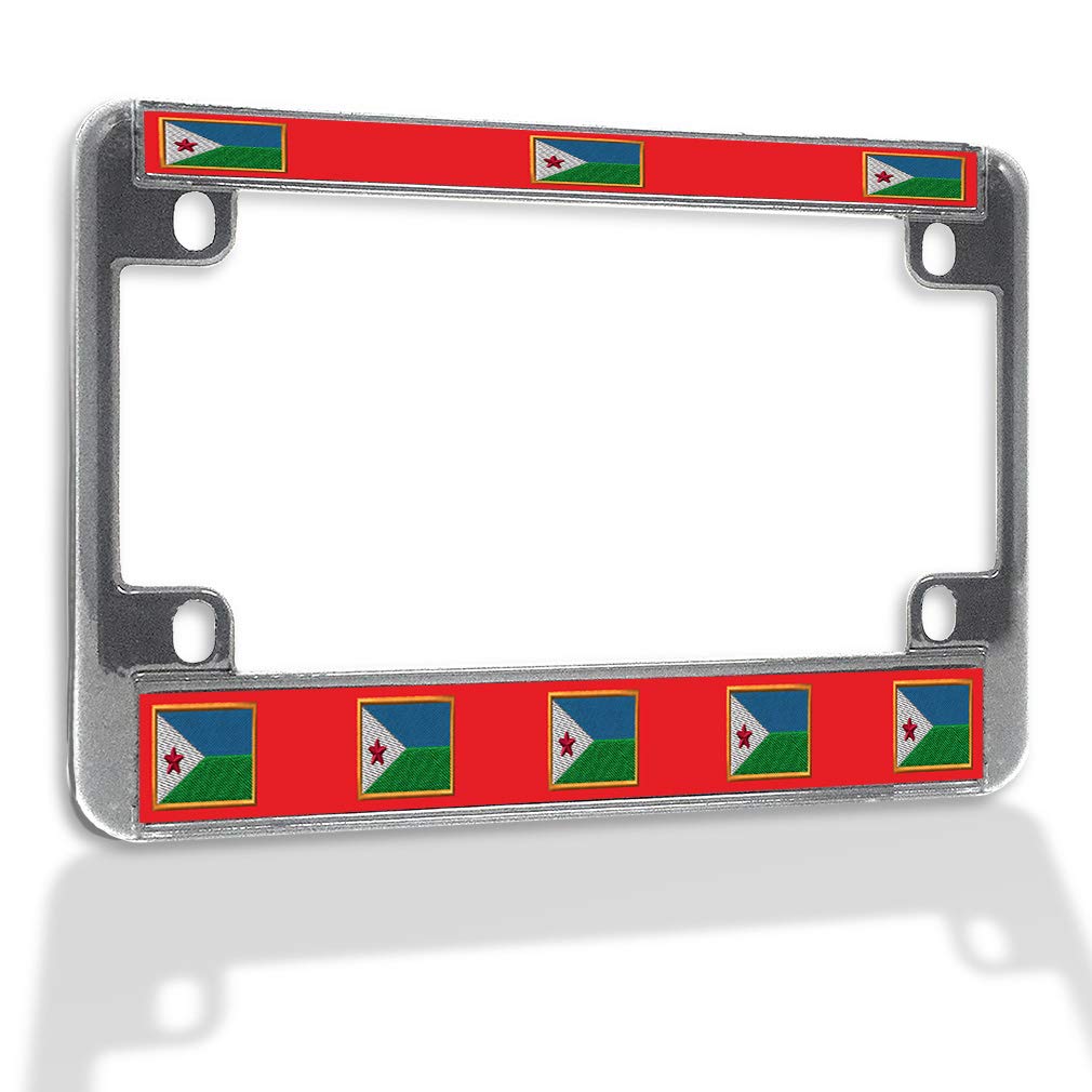 Premium Metal Insert Bike License Plate Frame - Weatherproof Motorcycle Accessory with 4 Chrome Holes & Solid Insert - Perfect for Djibouti Riders & Outdoor Adventures