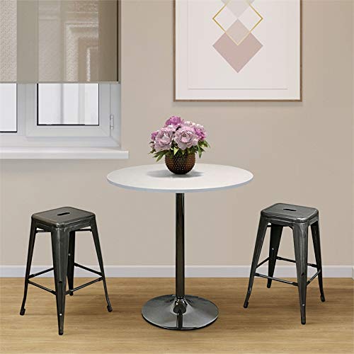 Pemberly Row Modern White Wood Round Dining Table - Perfect for Small Spaces, Breakfast Nooks & Contemporary Dining Rooms