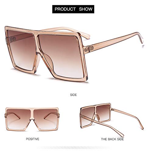 Stylish Dollger Square Oversized Sunglasses for Women & Men - Retro 70s Flat Top Shades with UV Protection - Perfect for Beach, Driving, and Fashion Outfits
