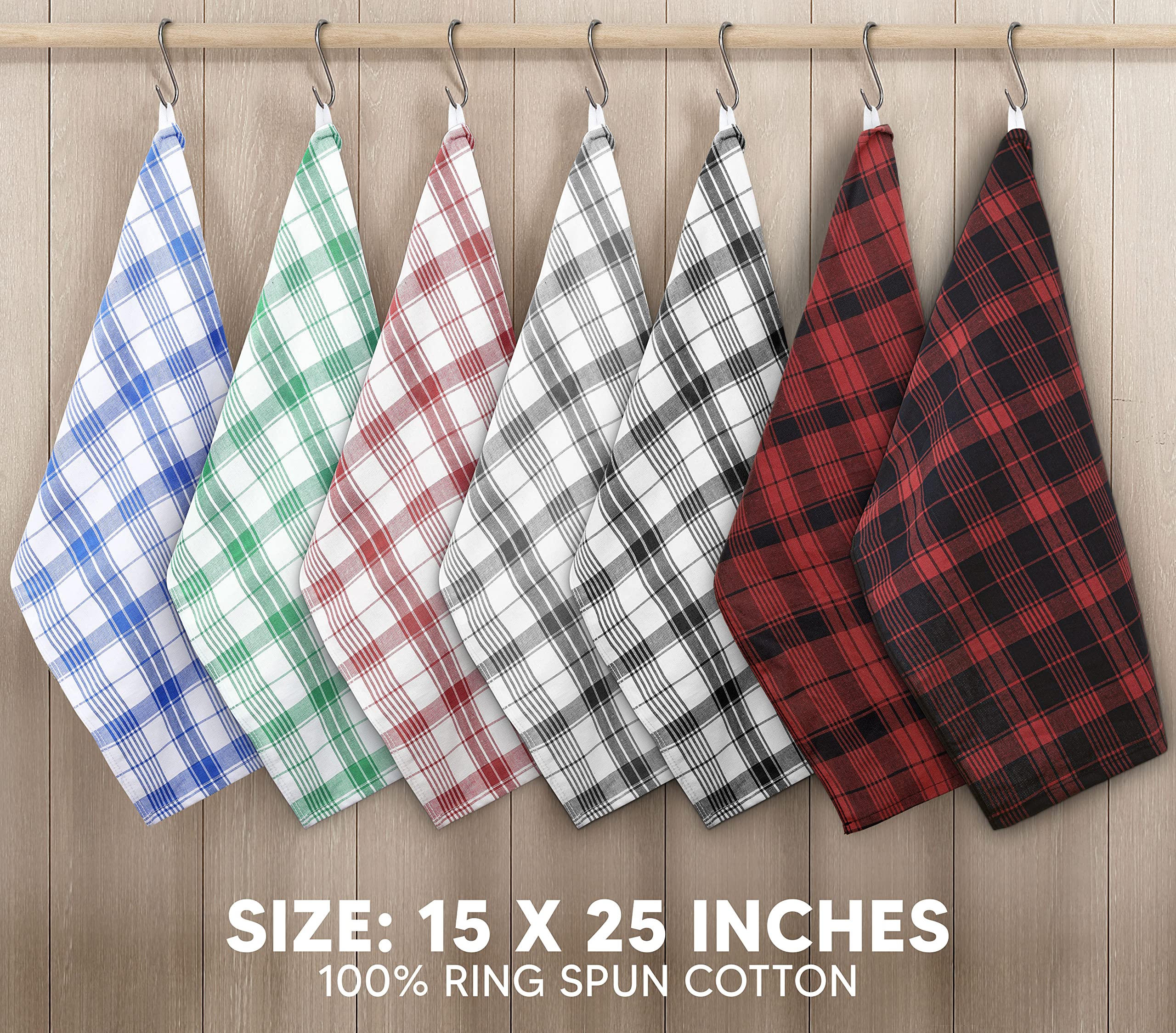 Utopia Towels 12-Pack Black & White Dish Towels - 15x25 Inch 100% Ring Spun Cotton Kitchen Towels | Super Absorbent, Reusable Cleaning & Tea Towels Set for Drying Dishes, Wiping Countertops & Hand Towels