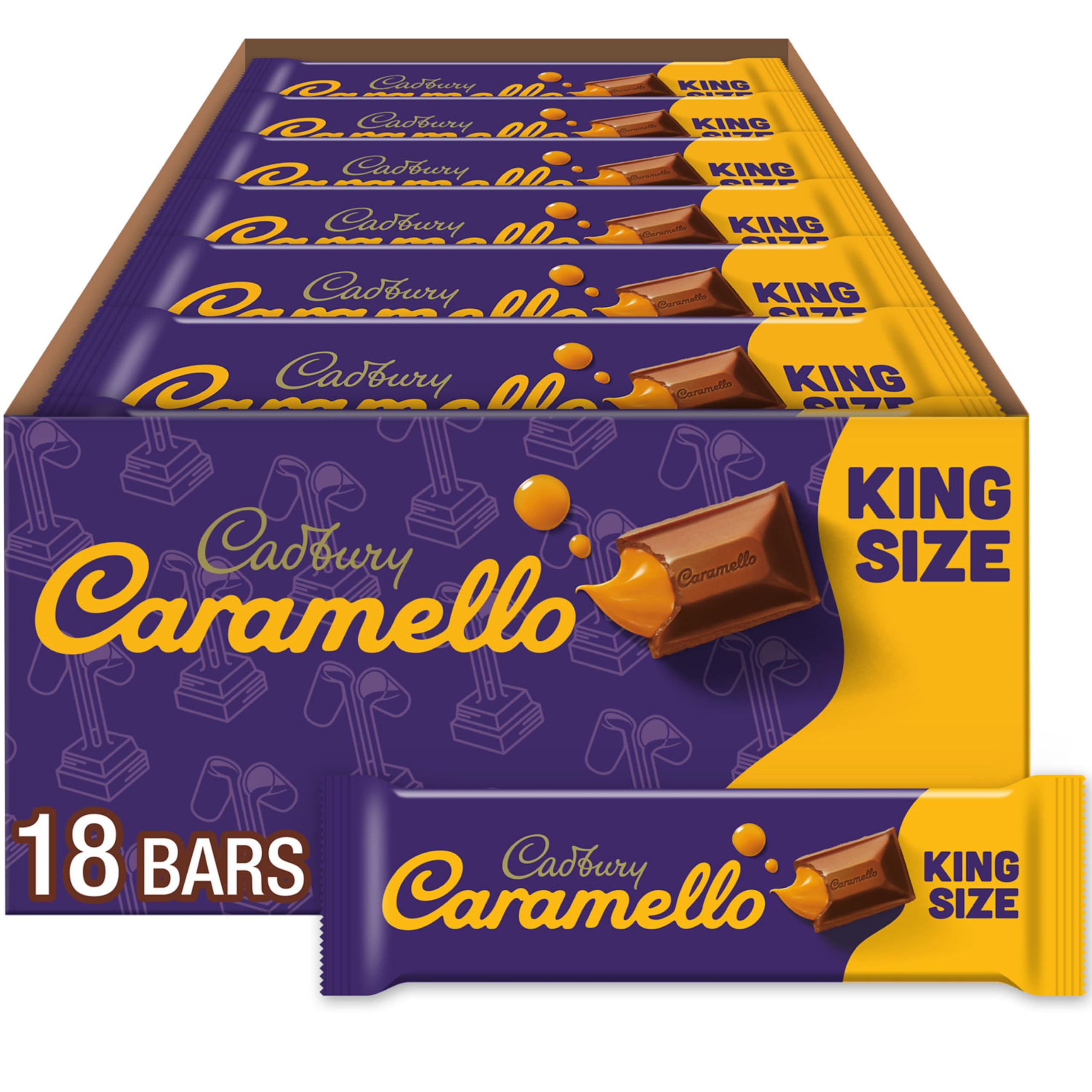 Cadbury Caramello Milk Chocolate Caramel Candy Bars - King Size 2.7oz (18 Count) - Perfect for Halloween Treats, Party Favors & Office Snacks