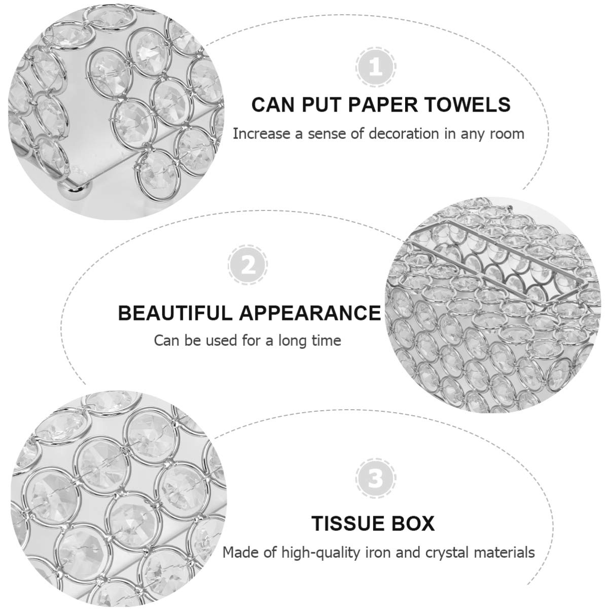 Healifty 1-Piece Crystal Tissue Box Holder - Elegant Hollow Design for Paper Drawer Storage - Perfect for Living Room, Bedroom, and Office Decor