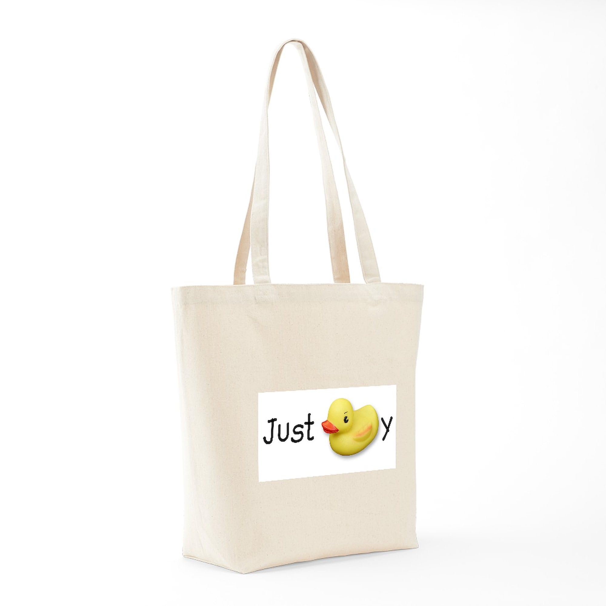 JUST DUCKY Natural Canvas Tote Bag - Eco-Friendly Reusable Shopping Bag for Groceries, Beach & Daily Use | Durable Cotton Tote with Fun Duck Design