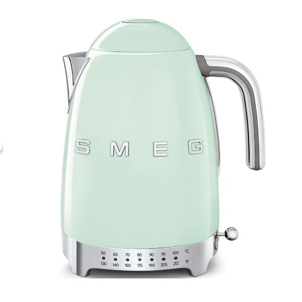 Smeg Retro Variable Temperature Electric Kettle - 1.7L Stainless Steel with 6 Preset Heat Settings for Tea, Coffee & More - Perfect for Home, Office & Kitchen Use