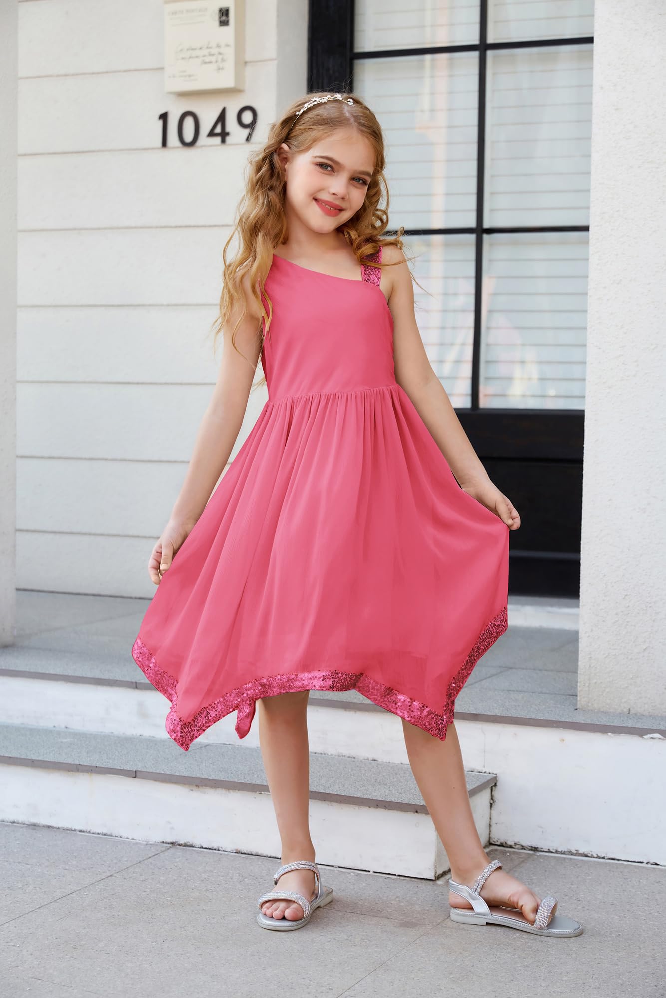 GRACE KARIN Girls One Shoulder Party Dress - Summer Formal Birthday Midi Dress for Ages 5-12 Years | Perfect for Weddings, Parties & Special Occasions