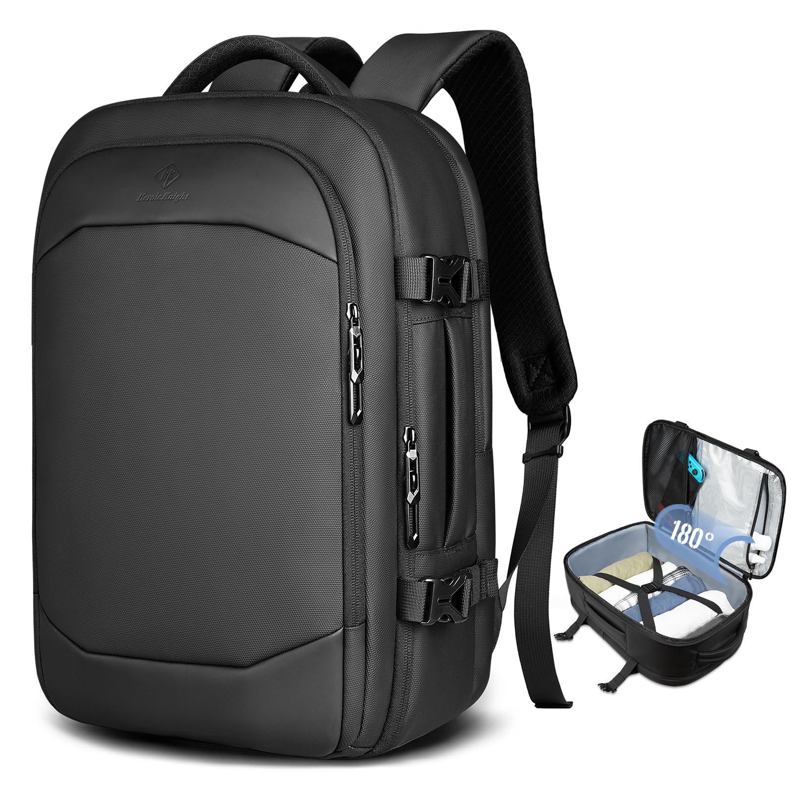 HK Travel Backpack - TSA Approved Carry On Laptop Backpack for 16 Inch Laptop, Water Resistant Business Weekender Bag for Men & Women | Perfect for Air Travel, Commuting & Business Trips