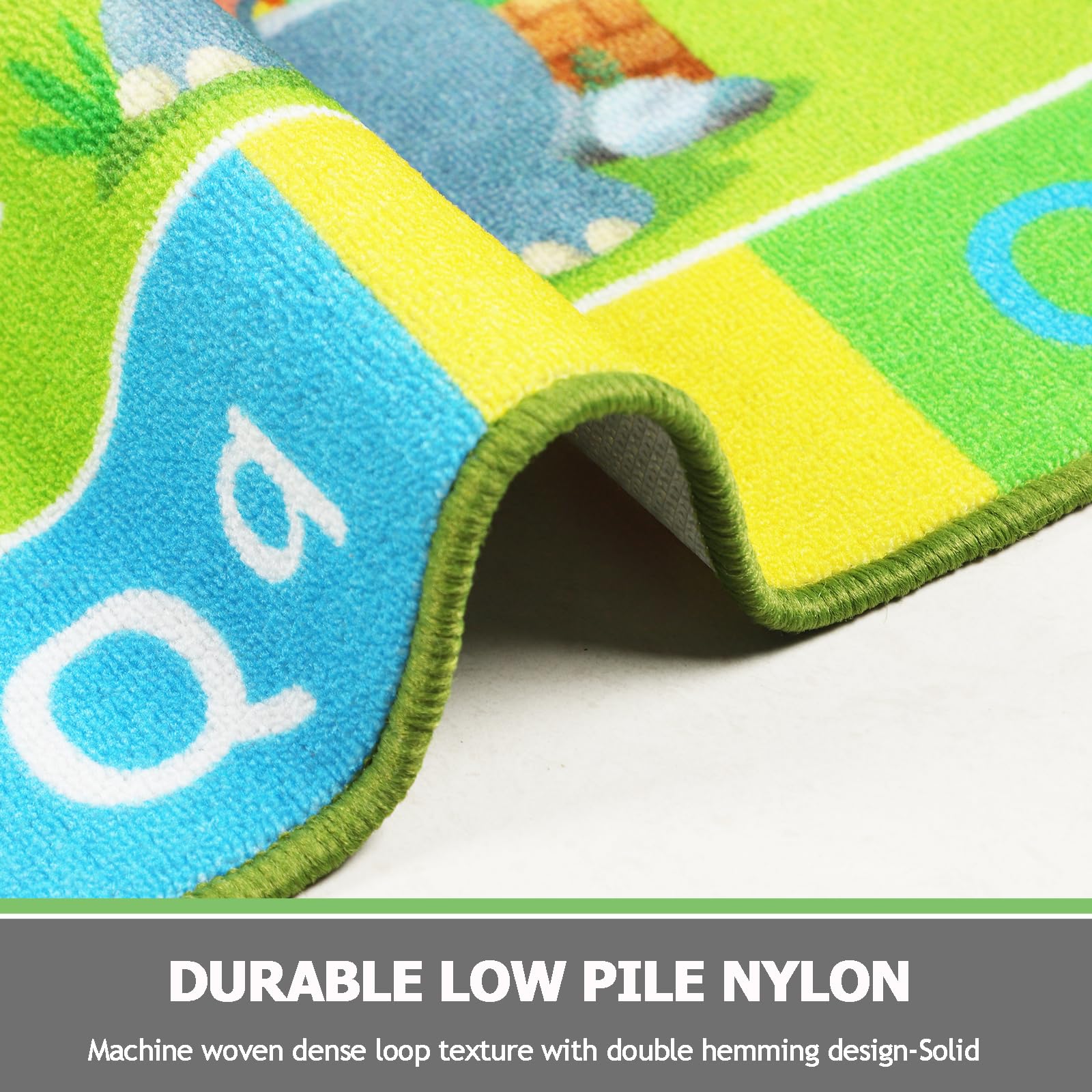 ABC Alphabet Kids Play Mat - Non-Slip Educational Rug for Playroom & Nursery (6'6
