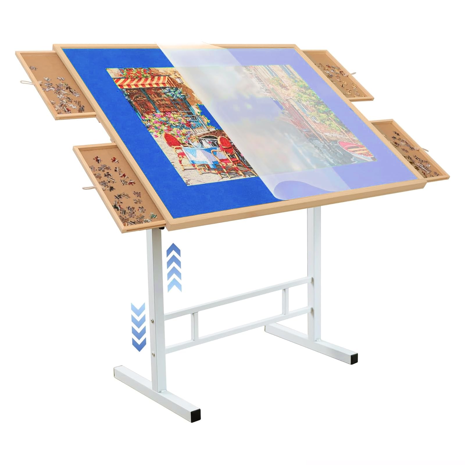 1500 Piece Jigsaw Puzzle Table with 4 Drawers & Adjustable Legs - Large Puzzle Board for Adults - Perfect for Family Game Nights, Home Decor & Relaxation Activities