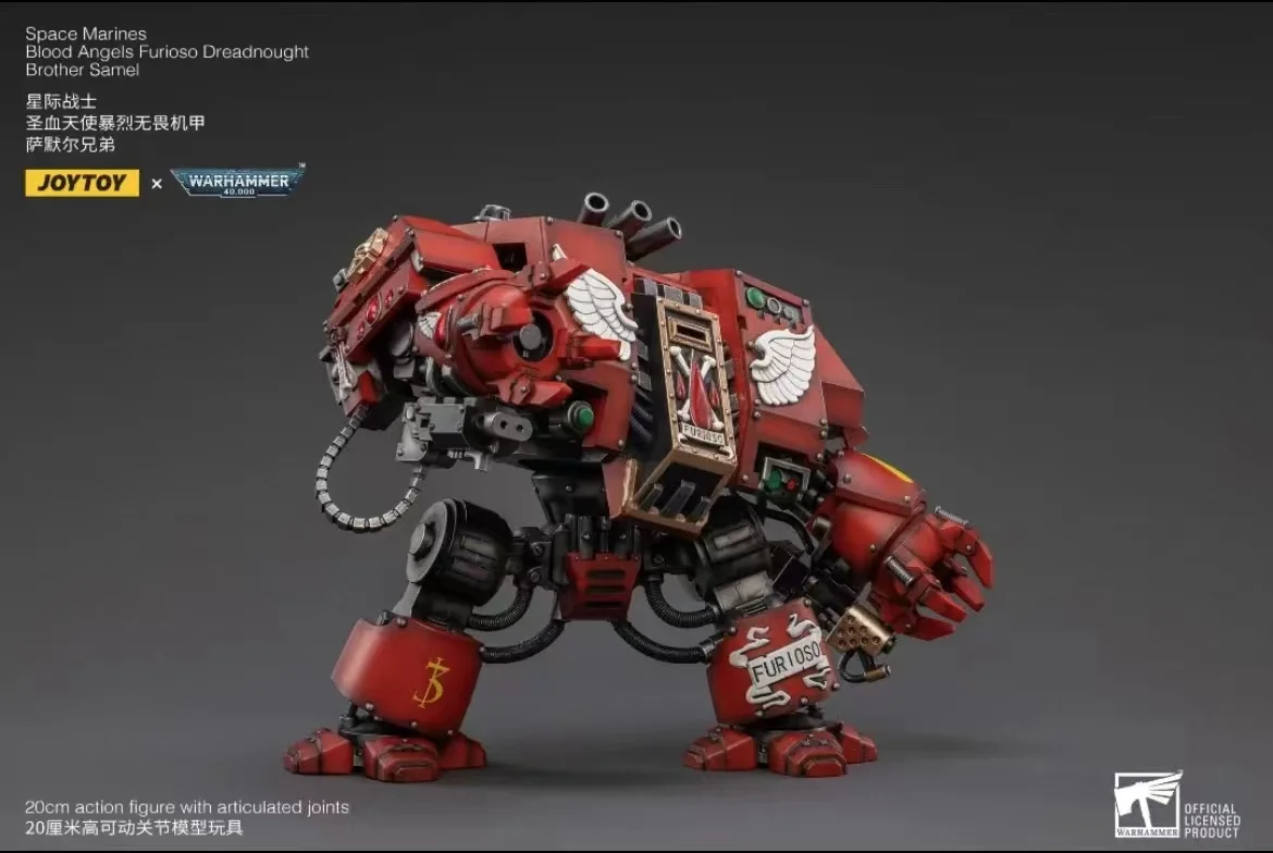 JOYTOY 1/18 Warhammer 40K Blood Angels Furioso Dreadnought Action Figure - Brother Samel Collectible Model for Display & Wargaming Scenes