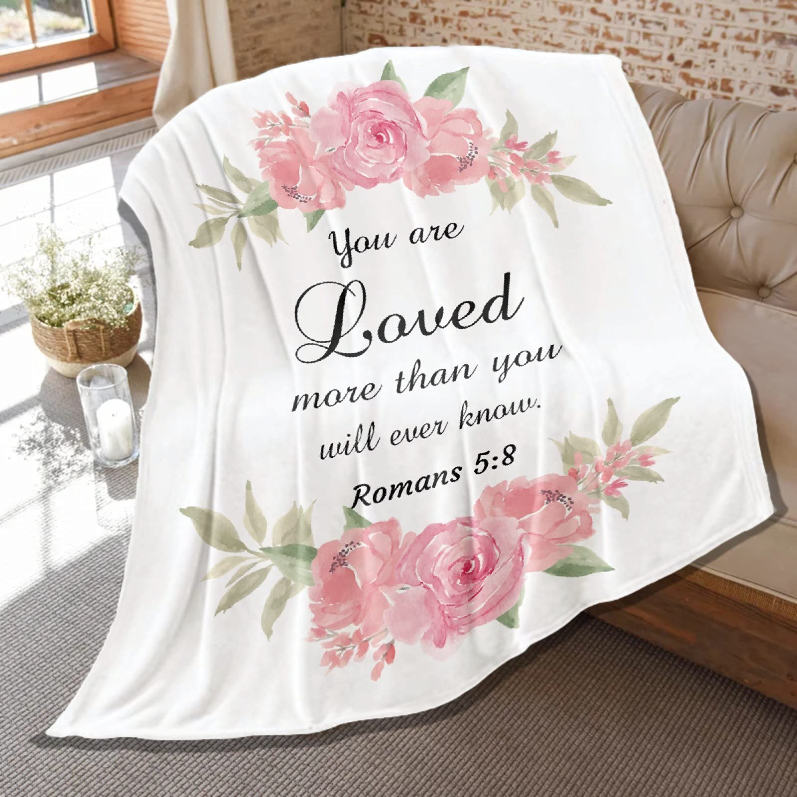 Soft Lightweight Plush Bible Verse Throw Blanket - 60