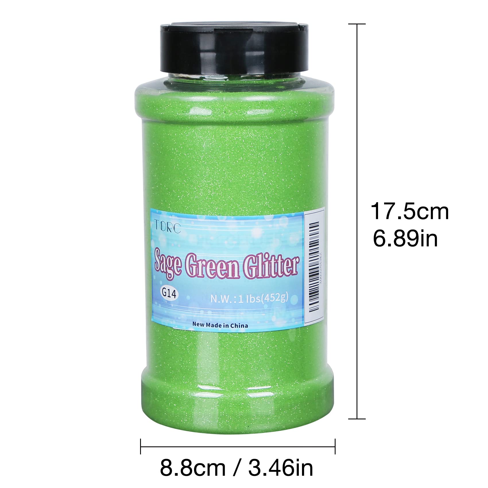 TORC Bright Green Fine Glitter Powder - 1 Pound (16 oz) for Resin Crafts, Tumblers, Slime & Cosmetic Painting | St Patrick's Day Decorations & DIY Art Projects