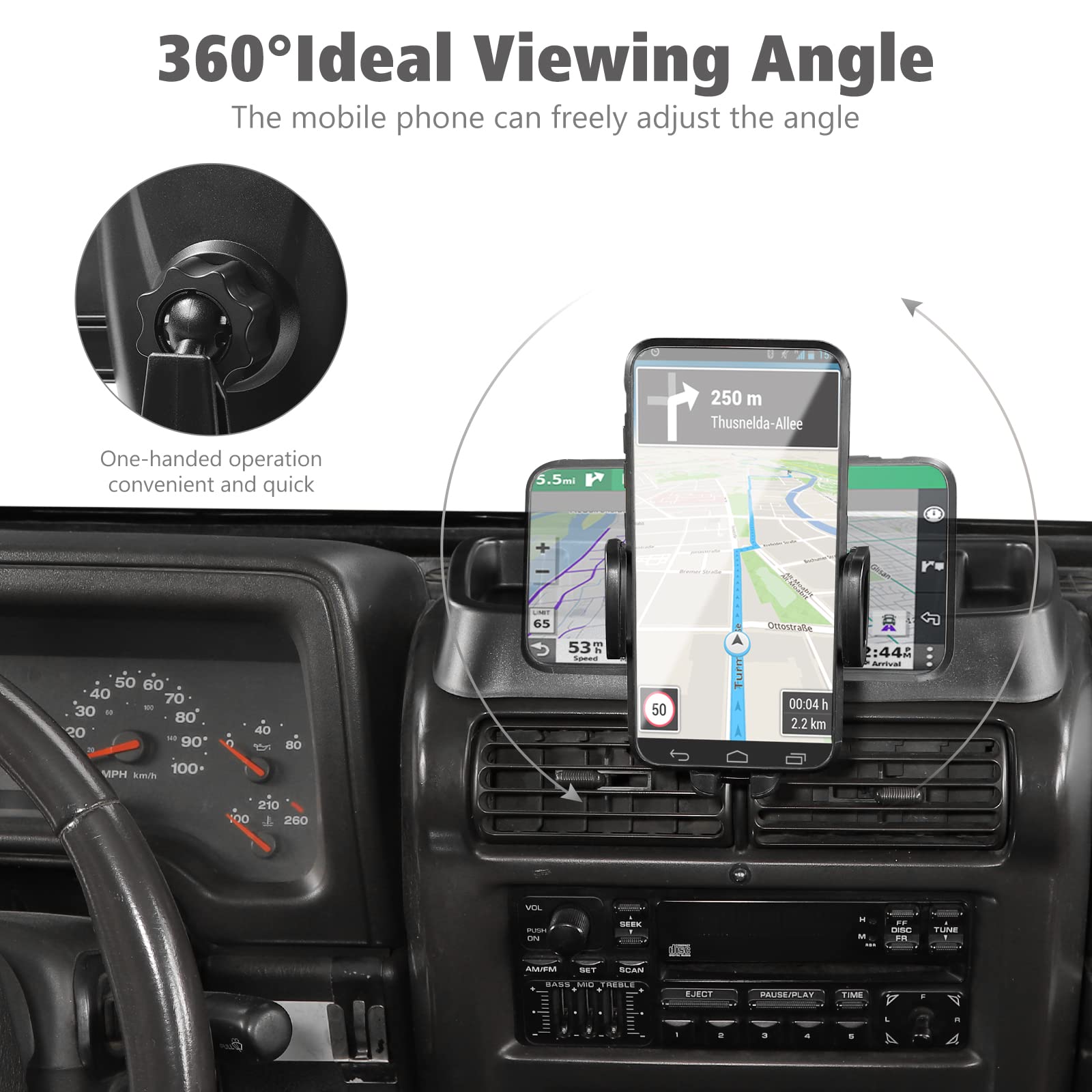 JeCar TJ Phone Holder Upgrade - Dash Cellphone Mount with Storage Tray for Jeep Wrangler TJ (1997-2006) | Interior Accessories | Secure & Convenient for Off-Roading & Daily Commute