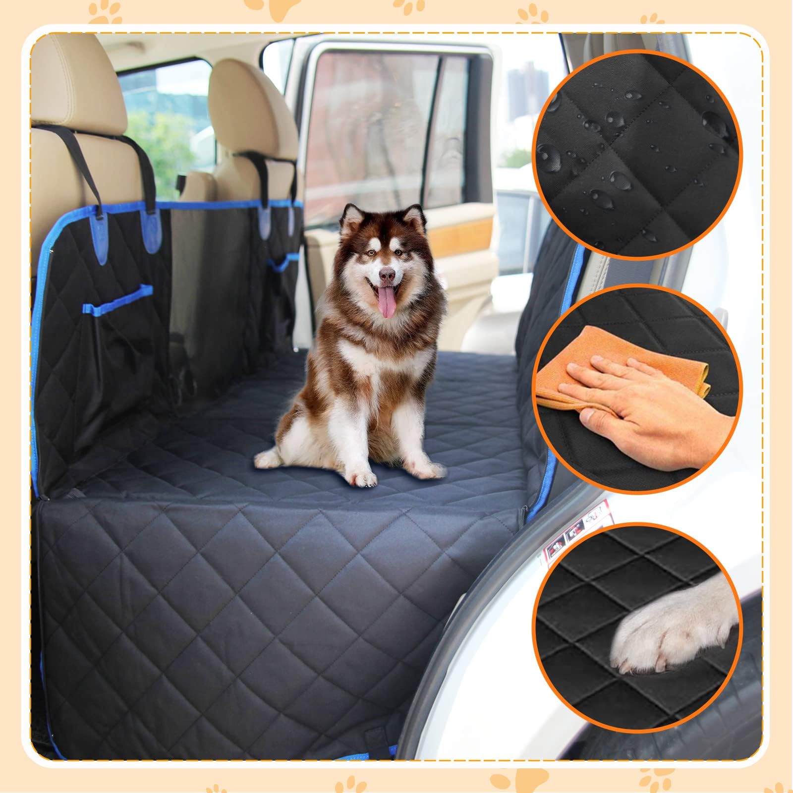 Hard Bottom Dog Car Seat Cover - Back Seat Extender & Anti-Scratch Pet Hammock for SUV/Truck Travel | Portable Car Camping Pad for Dogs | Waterproof & Durable (Blue) - Perfect for Road Trips, Camping & Daily Commutes