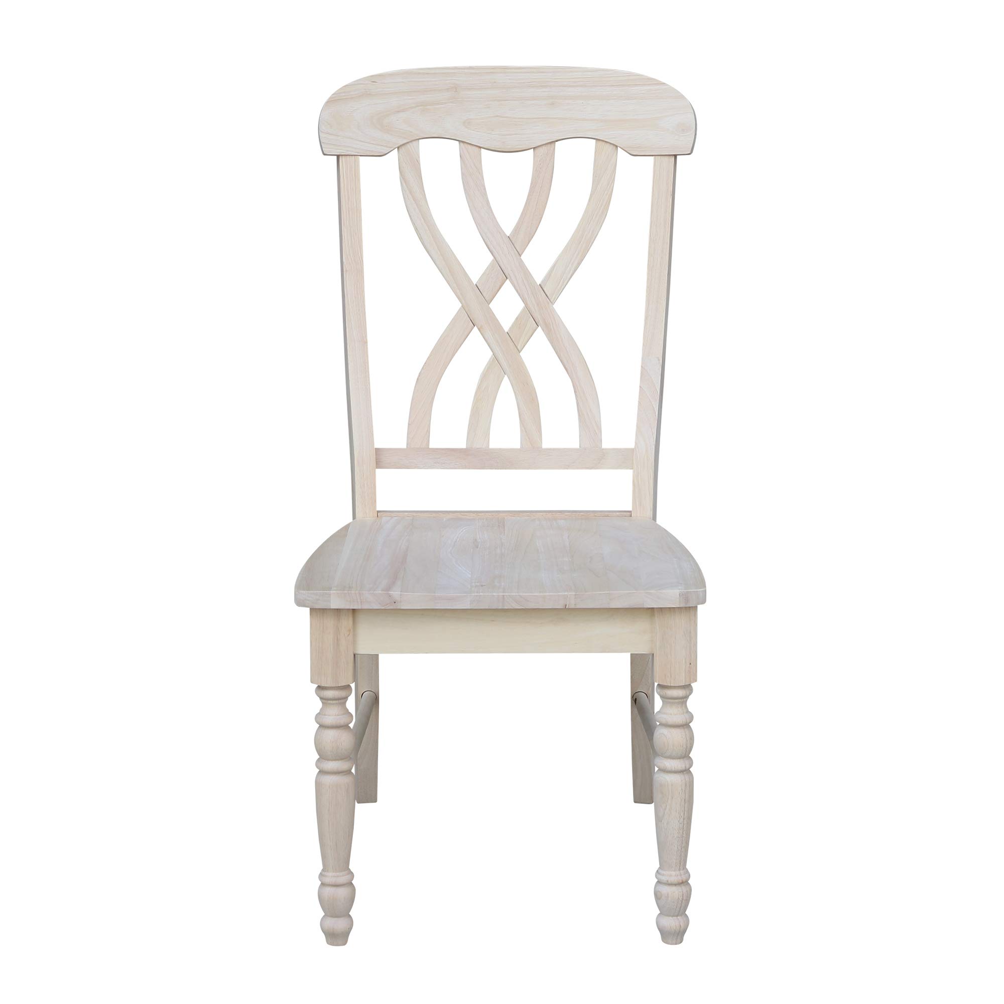 IC International Concepts Latticeback Chairs - Unfinished Wooden Dining Chairs Set of 2 - Rustic Farmhouse Kitchen Furniture for Home & Restaurant Decor