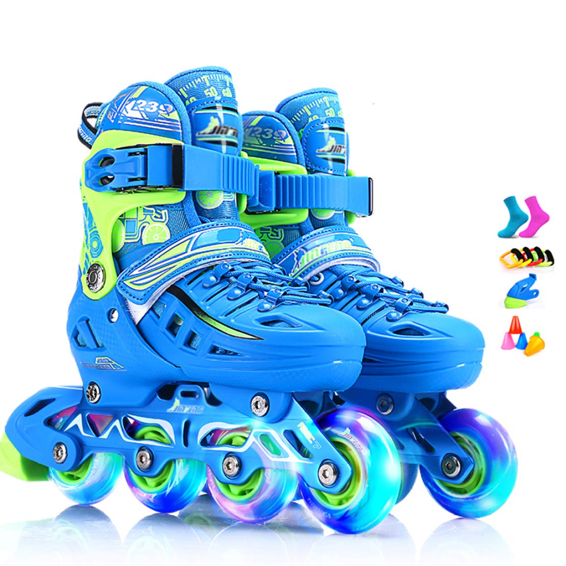 Adjustable Inline Skates for Kids - High Elasticity Roller Skates with PU Wheels, Unisex Boys & Girls (Blue, Size XS 26-29 EU) - Perfect for Outdoor Play, Skate Parks & Birthday Gifts