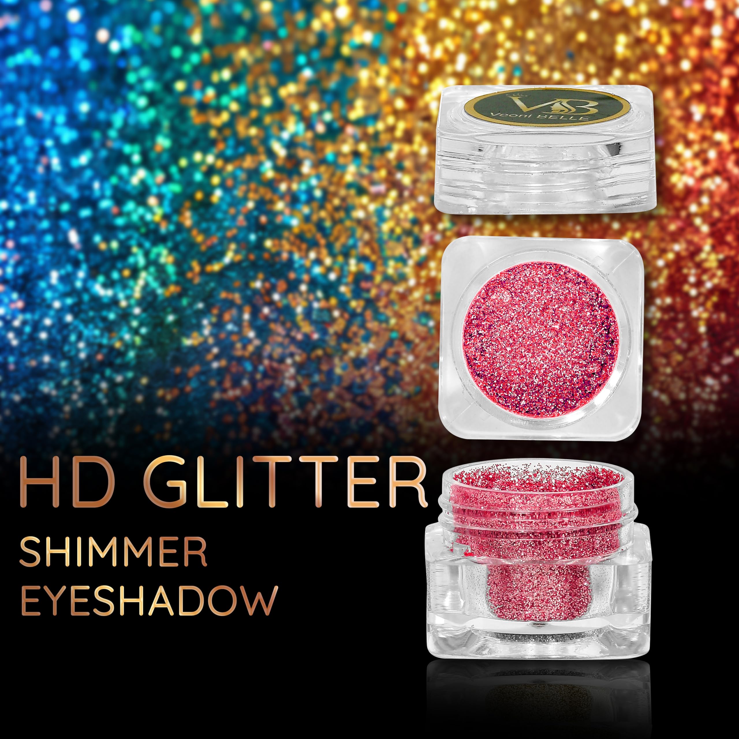 Veoni Belle HD Holographic Loose Glitter Eyeshadow - Frozen Pink (5g) | Long-Lasting Pigmented Eye Makeup for Parties, Halloween & Special Occasions