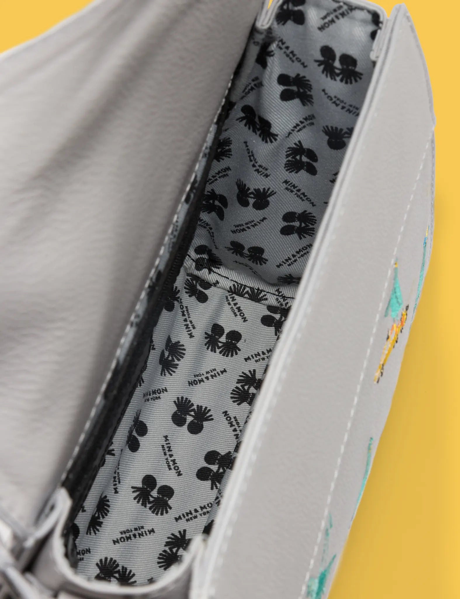 Anastasio Mini Crossbody Handbag for Women - Moonwalk Gray Genuine Leather with Pigeonista Embroidery | Perfect for Everyday Use, Travel & Date Night