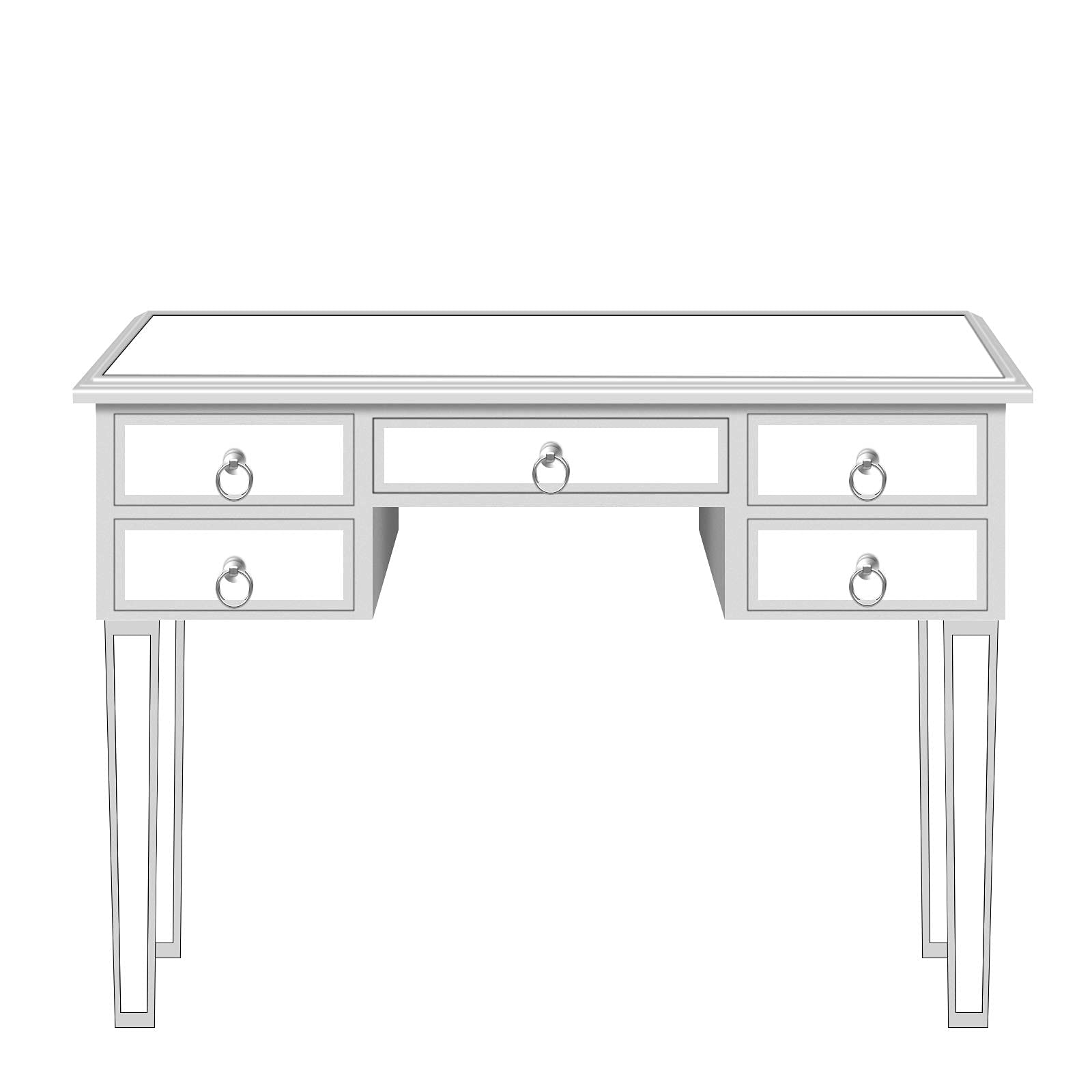Modern Mirrored Console Table with 5 Drawers - Entryway Sofa Side Table, Vanity Dressing Desk for Bedroom & Home Office - Elegant Storage Solution for Hallway, Living Room & Makeup Area