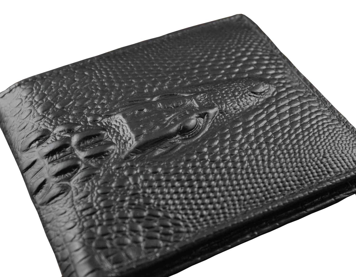 Genuine Alligator Leather Men's Slim Bifold Wallet with Coin Pocket - Stylish & Durable for Everyday Use, Business, Travel & Gifts