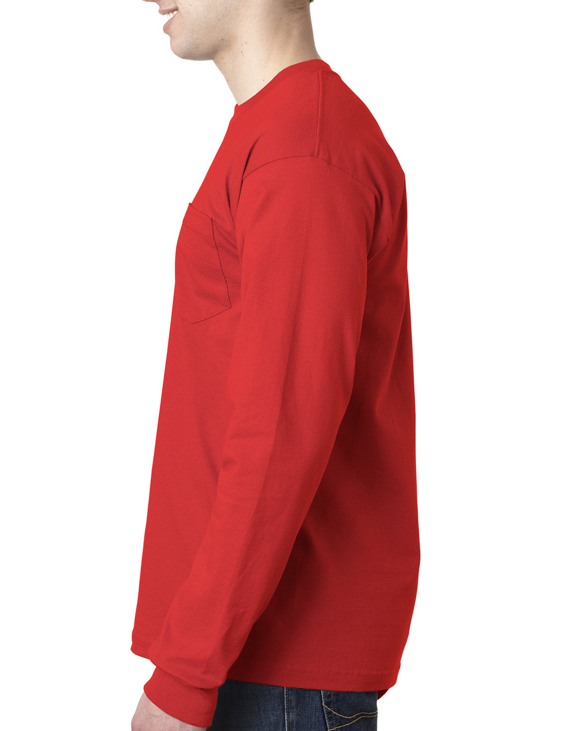 Bayside BA8100 Men's 100% Cotton Long Sleeve Pocket T-Shirt - 6.1 oz Comfortable Casual Shirt for Work, Outdoor Activities & Everyday Wear